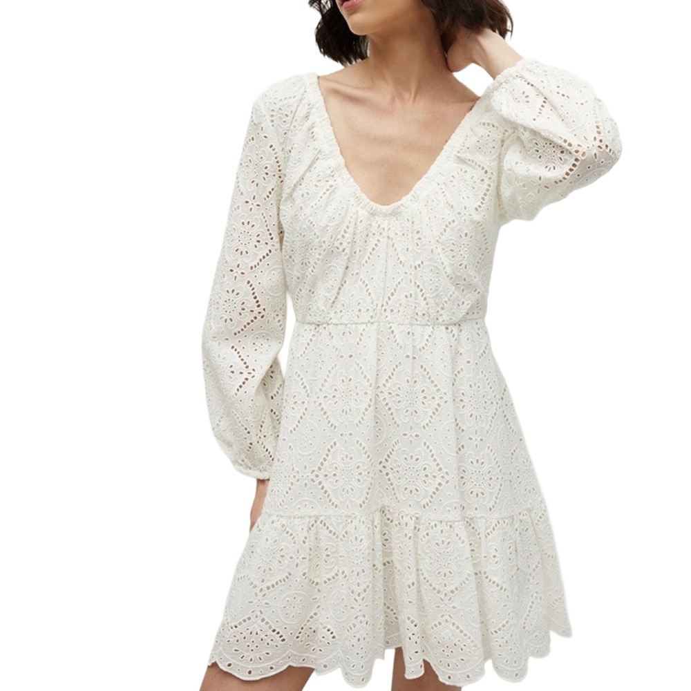 Veronica Beard Calibra White Eyelet cotton mini dress Size 6 NWT